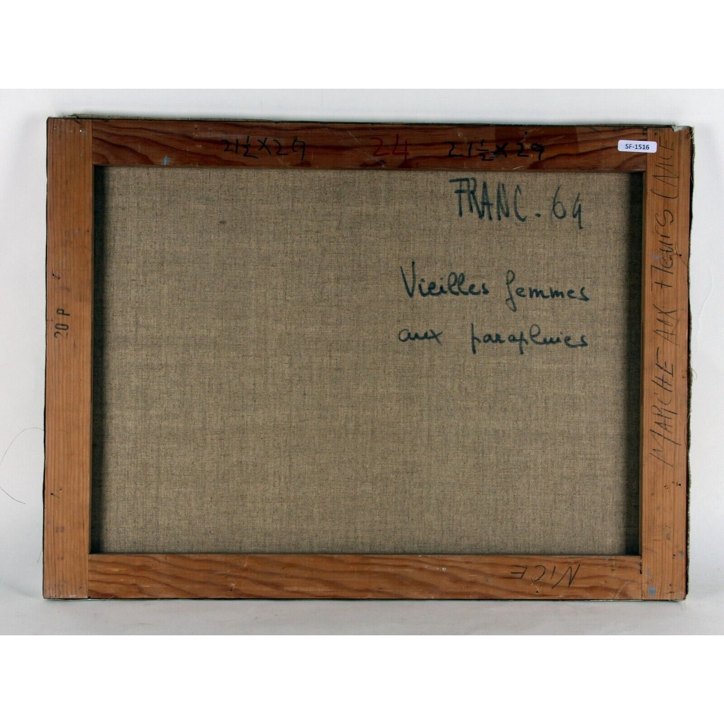 "Vielles Femmes aux Paraluies" by Franc, Old Women with Umbrellas, Oil on Canvas