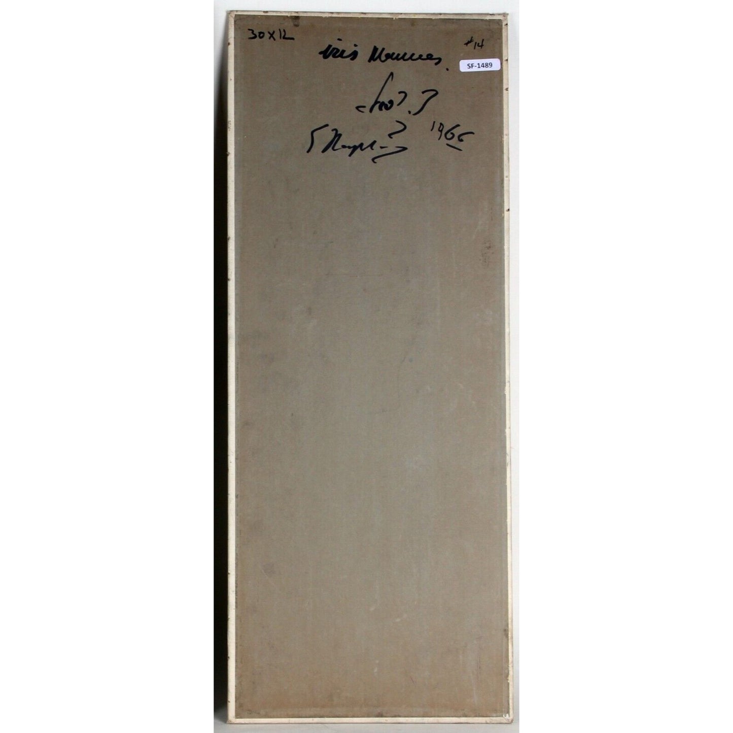 "Iris Fleures" (1966) by S. Raphael, Oil Painting on Board, 30x12