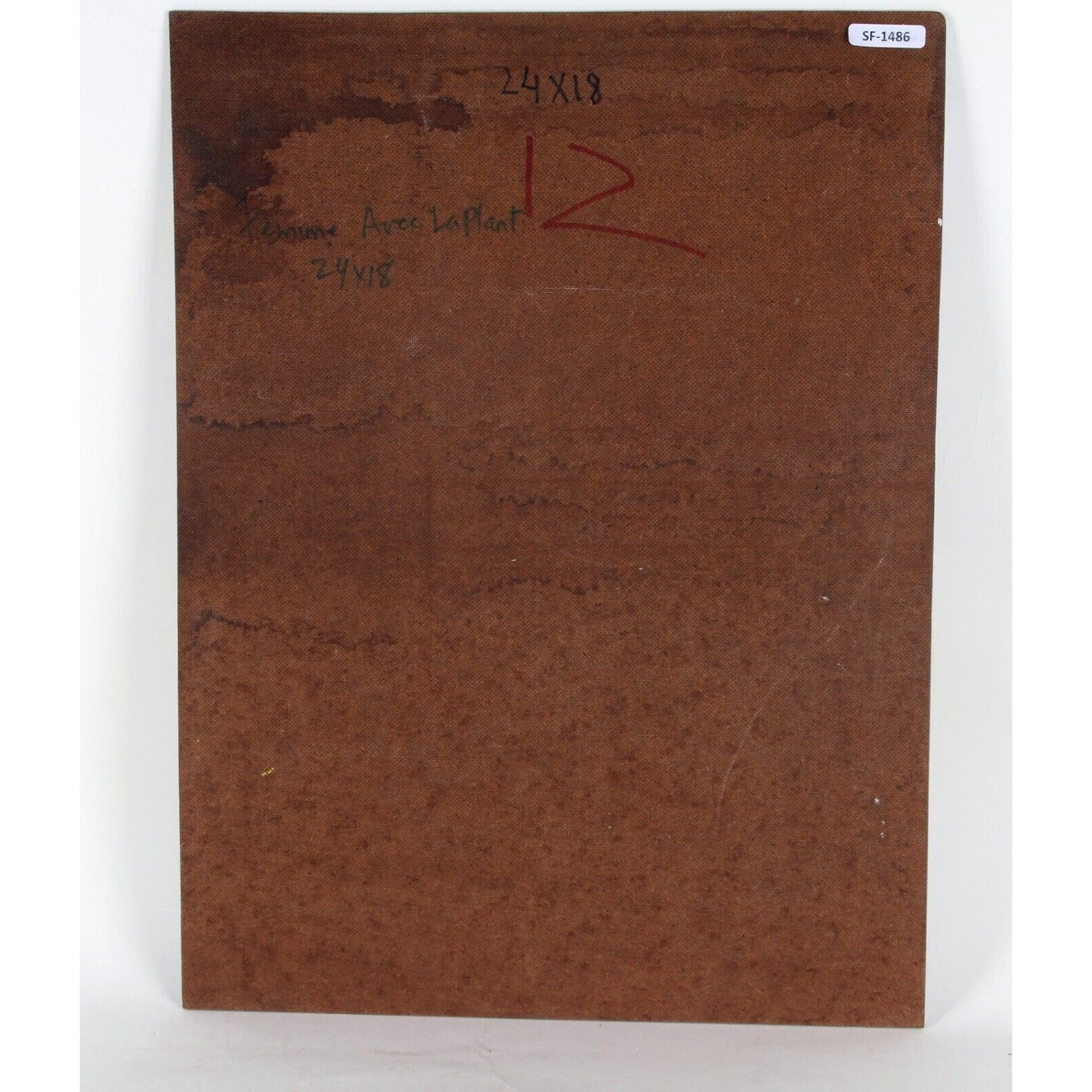 "Femme Avec La Plant" by BSI Moore, Oil Painting on Board, 24x18