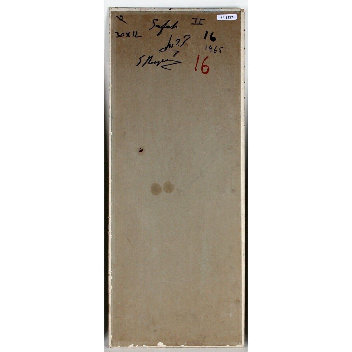 "Safah II" (1965) by S. Raphael. Oil Painting on Board, 30x12