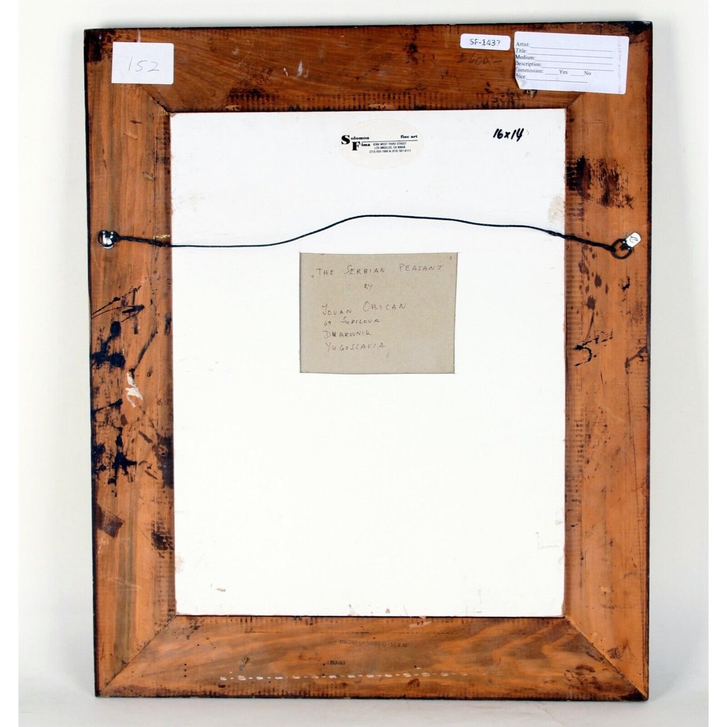 Jovan Obican: The Serbian Peasant - Acrylic Painting Signed