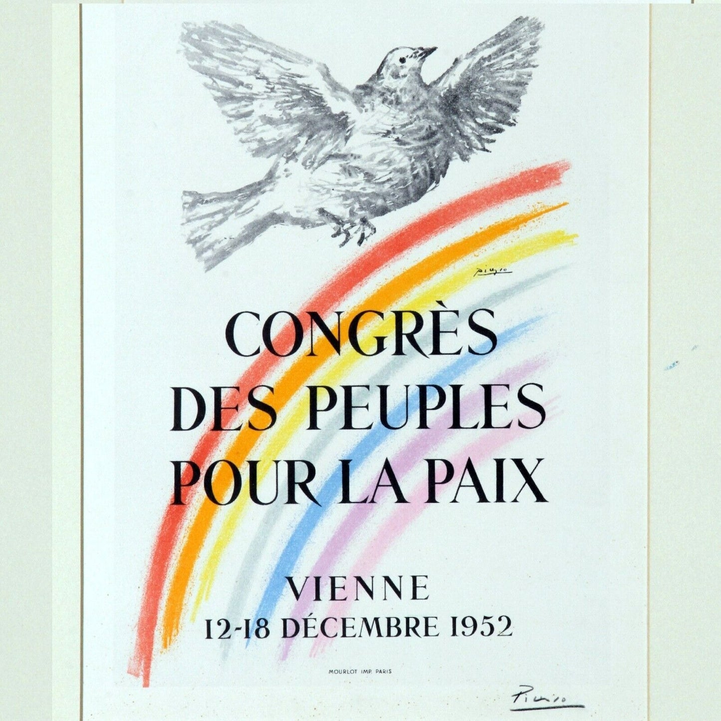 Congress of the People's of Peace by Pablo Picasso 1952 Vienna Poster Signed
