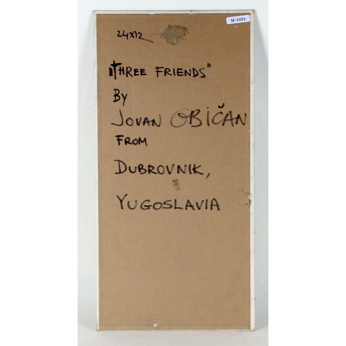 "Three Friends" by Jovan Obican, Oil Painting on Board, 24x12