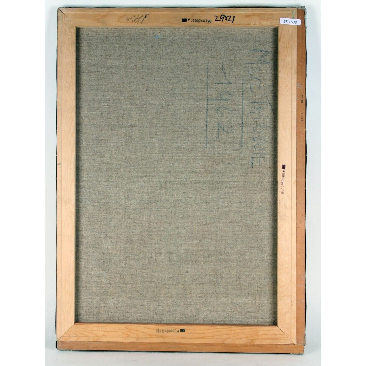 BEACH SCENE UNTITLED BY MARC THIBAULT UNFRAMED OIL ON CANVAS 21" x 29" 1962