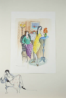 "En Repos" By Itzchak Tarkay Signed Original Watercolor and Pencil