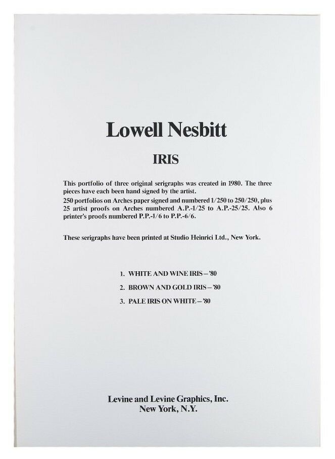 "Iris" by Lowell Blair Nesbitt Portfolio of 3 Signed Silkscreen LE of 250 w/ CoA