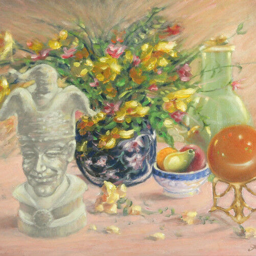 "Painted Vase w/ Flowers" By Anthony Sidoni 2000 Signed Oil on Canvas
