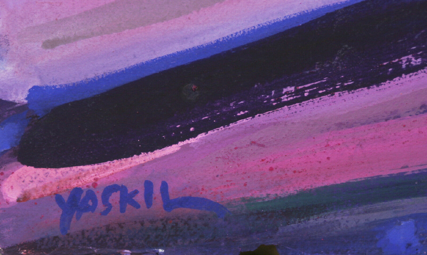 "Yellow Sky" By Amos Yaskil Signed Unique Watercolor on Paper 20"x26"