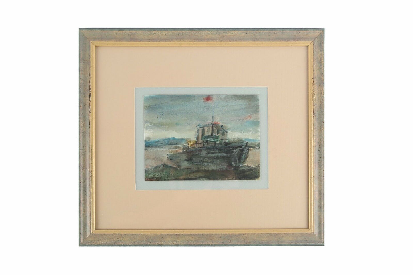 Untitled (Boat Painting) by Joseph Kapelyan Watercolor on Paper Signed