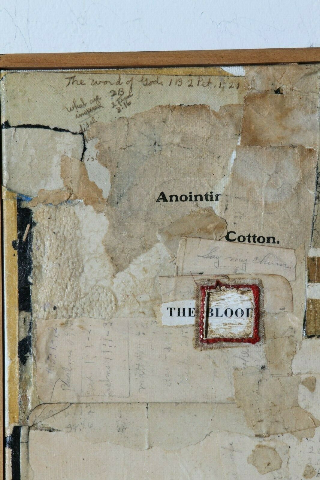 Mixed Media Collage by Father Bill Moore on Canvas 12 x 12 in Wood Frame