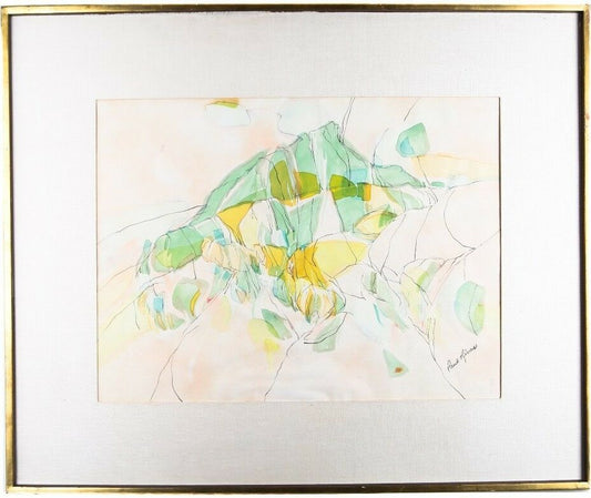 Untitled (Abstract Watercolor) by Paul Rivas, Signed & Framed, 28.5" x 34.5"