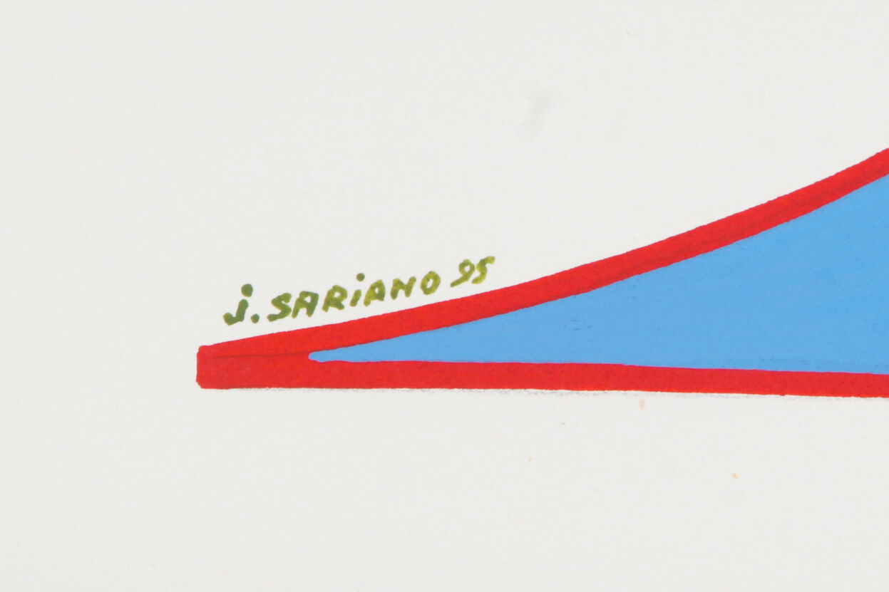 "BLACK BOARD" BY JEAN SARIANO UNIQUE ORIGINAL ACRYLIC ON PAPER PAINTING 15 X 13