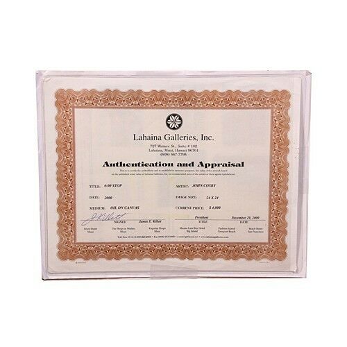 "6:00 STOP" BY JOHN COSBY OIL ON CANVAS SIGNED LOWER RIGHT 24" x 24"