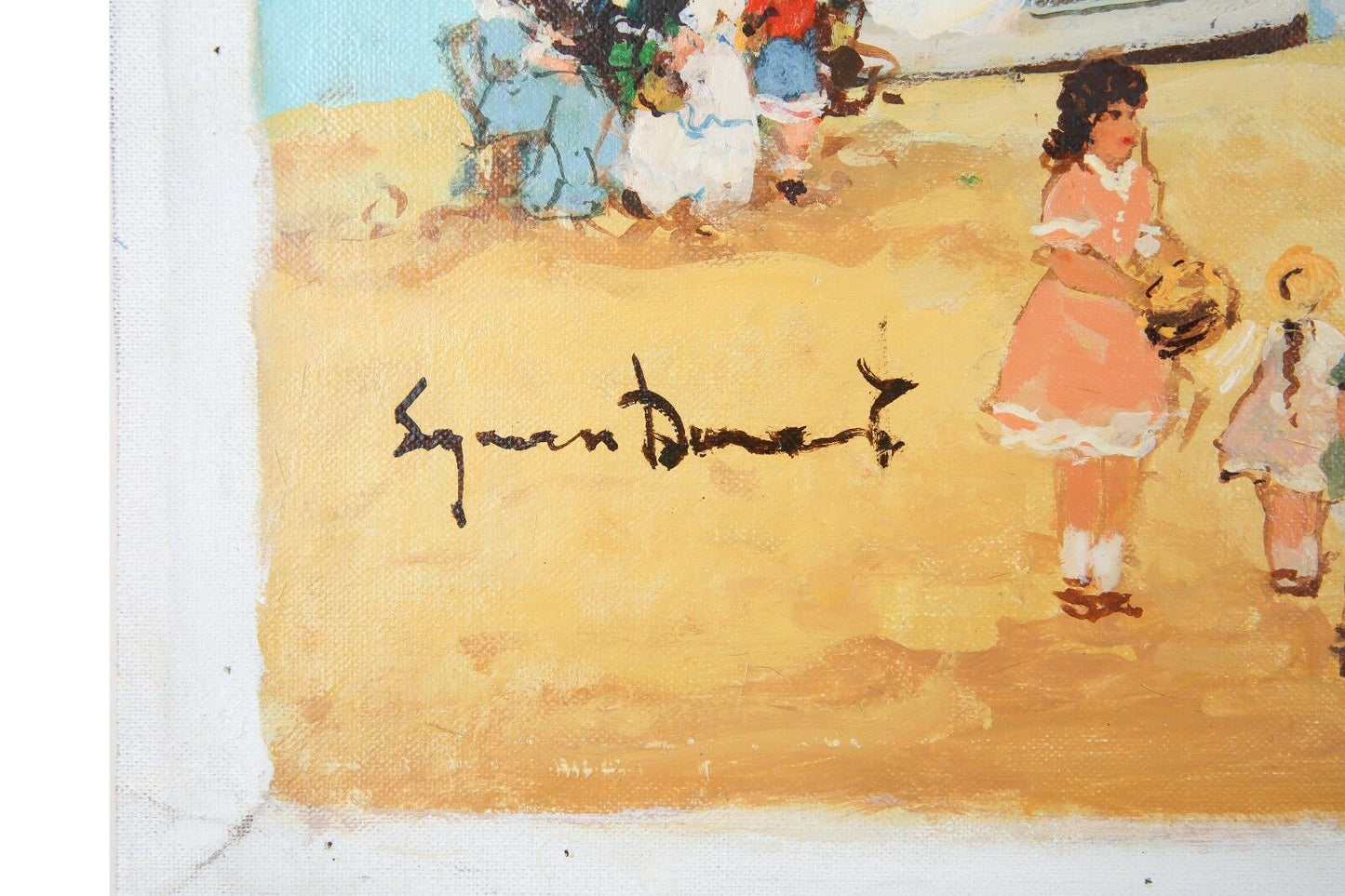 "Sur la Plâge" by Suzanne Demarest Signed Oil on Canvas 20 x 24 w/ CoA