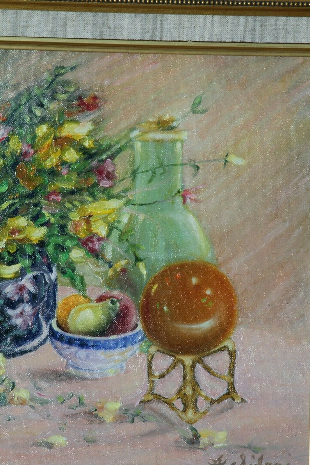 "Painted Vase w/ Flowers" By Anthony Sidoni 2000 Signed Oil on Canvas