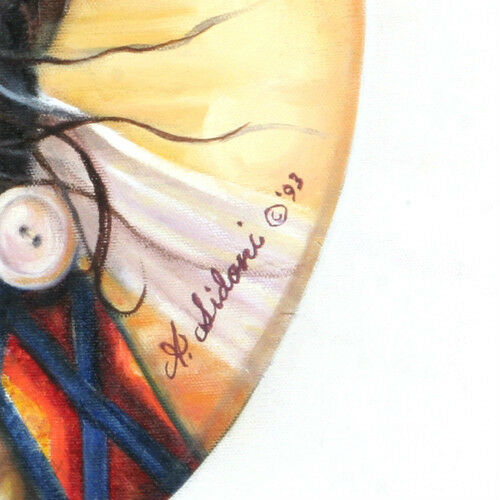 Untitled (Native American Girl w/ Eagle) By Anthony Sidoni Signed Oil on Canvas