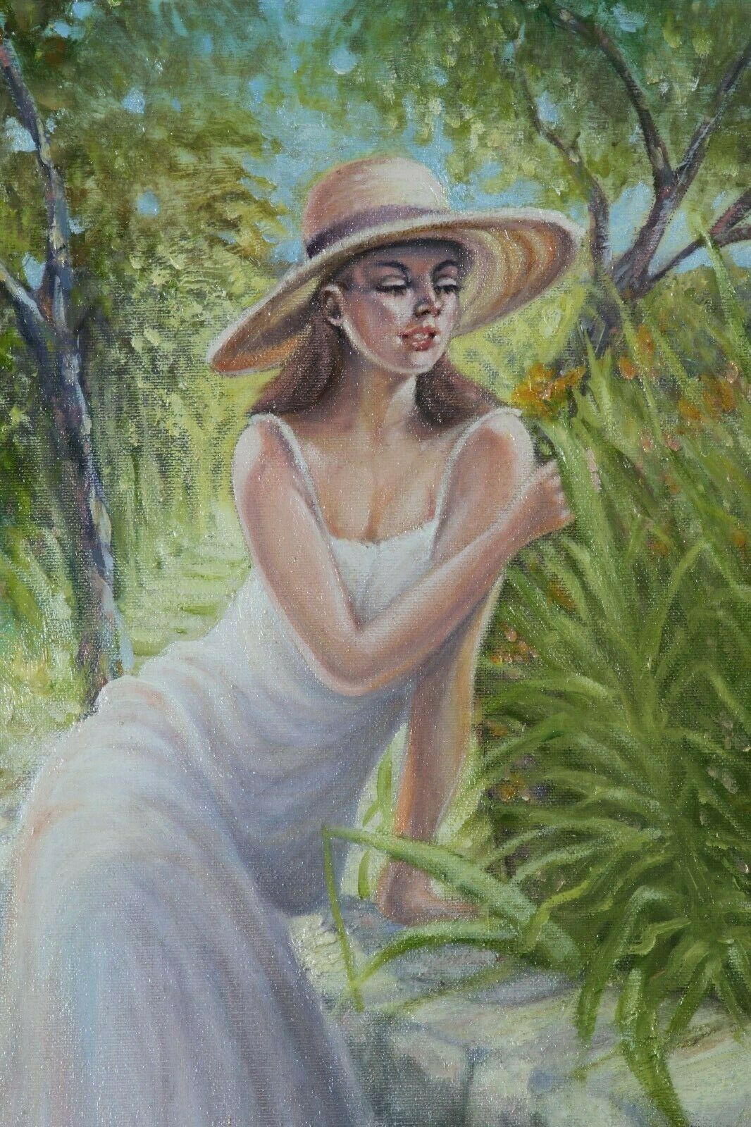 Untitled (Woman Resting on Stone Wall) By Anthony Sidoni 1998 Signed Oil