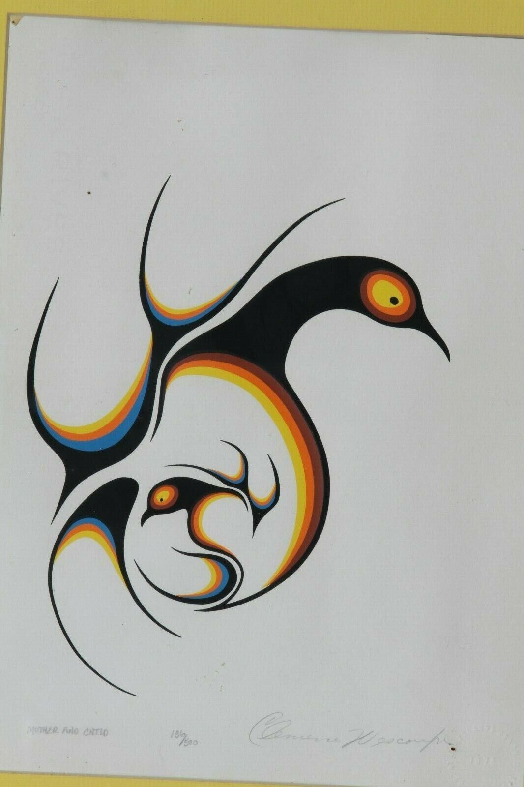 "Mother and Child" Limited Edition 136/500 Framed Silkscreen Clemence Wescoupe