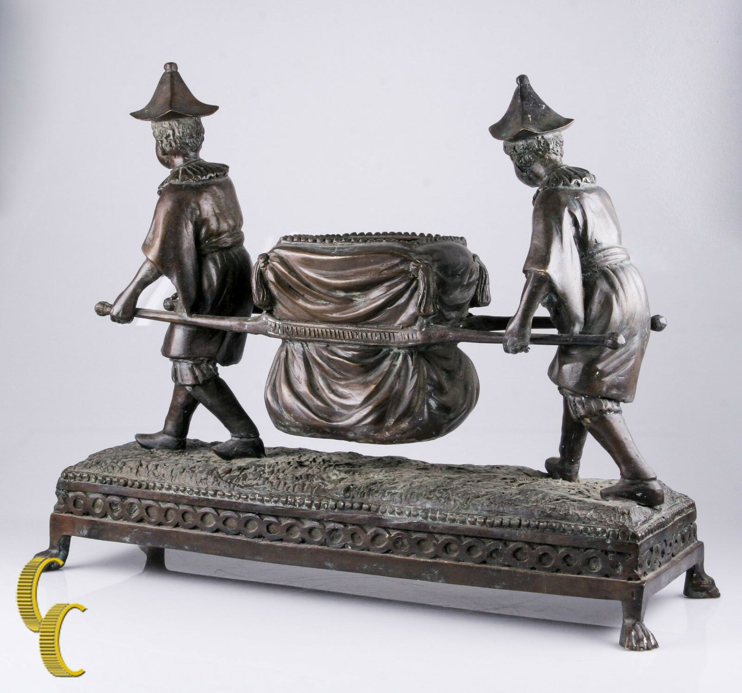 Maitland-Smith Bronze Sculpture of Two Boys with a Litter