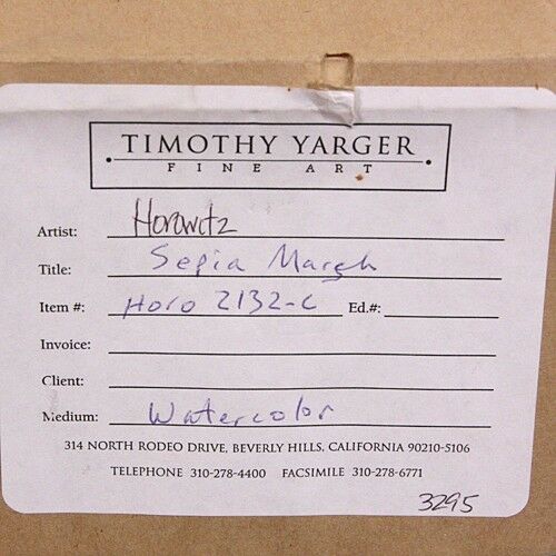 Larry Horowitz "Sepia March" Watercolor on Paper Frame: 14.25" x 17.5"