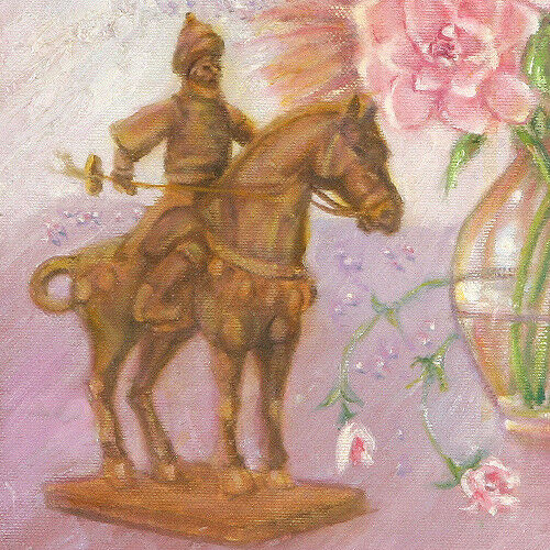 "Flowers, Vases & Figurines" By Anthony Sidoni 2000 Signed Oil on Canvas 11"x14"