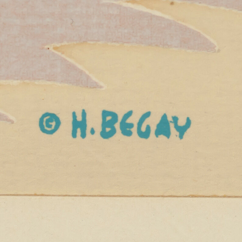 Young Man Sand Painting by Harrison Begay Silkscreen 10.5" x 11" Framed