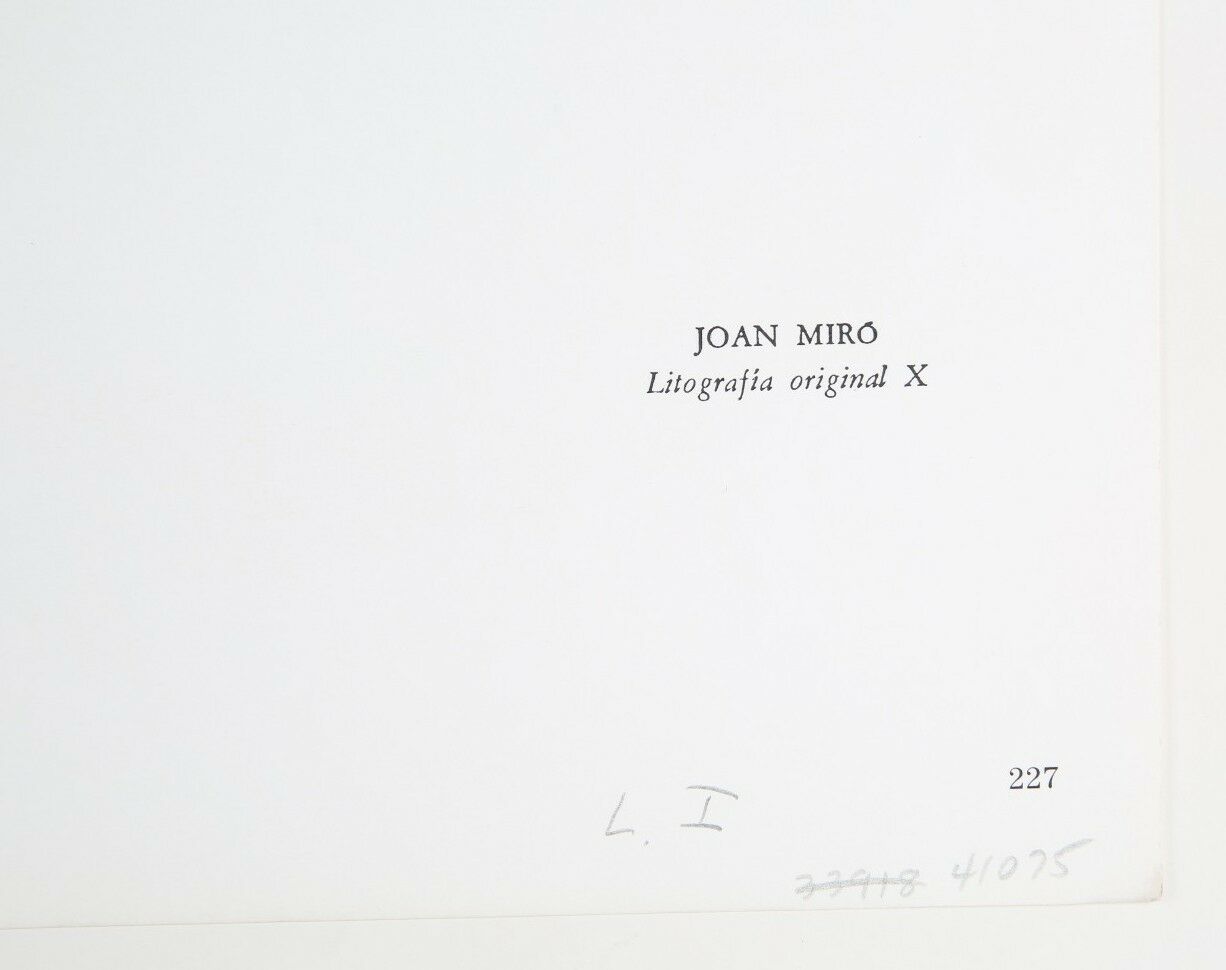 Lithograph from Book I, No. X by Joan Miró i Ferrà 13" x 20" Includes CoA