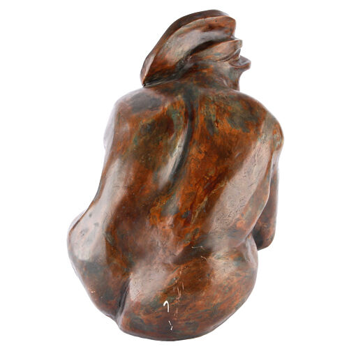 Seated Woman by Donna Malpiede 1998 Bronze-Colored Sculpture 11 1/2" x 7 1/2"