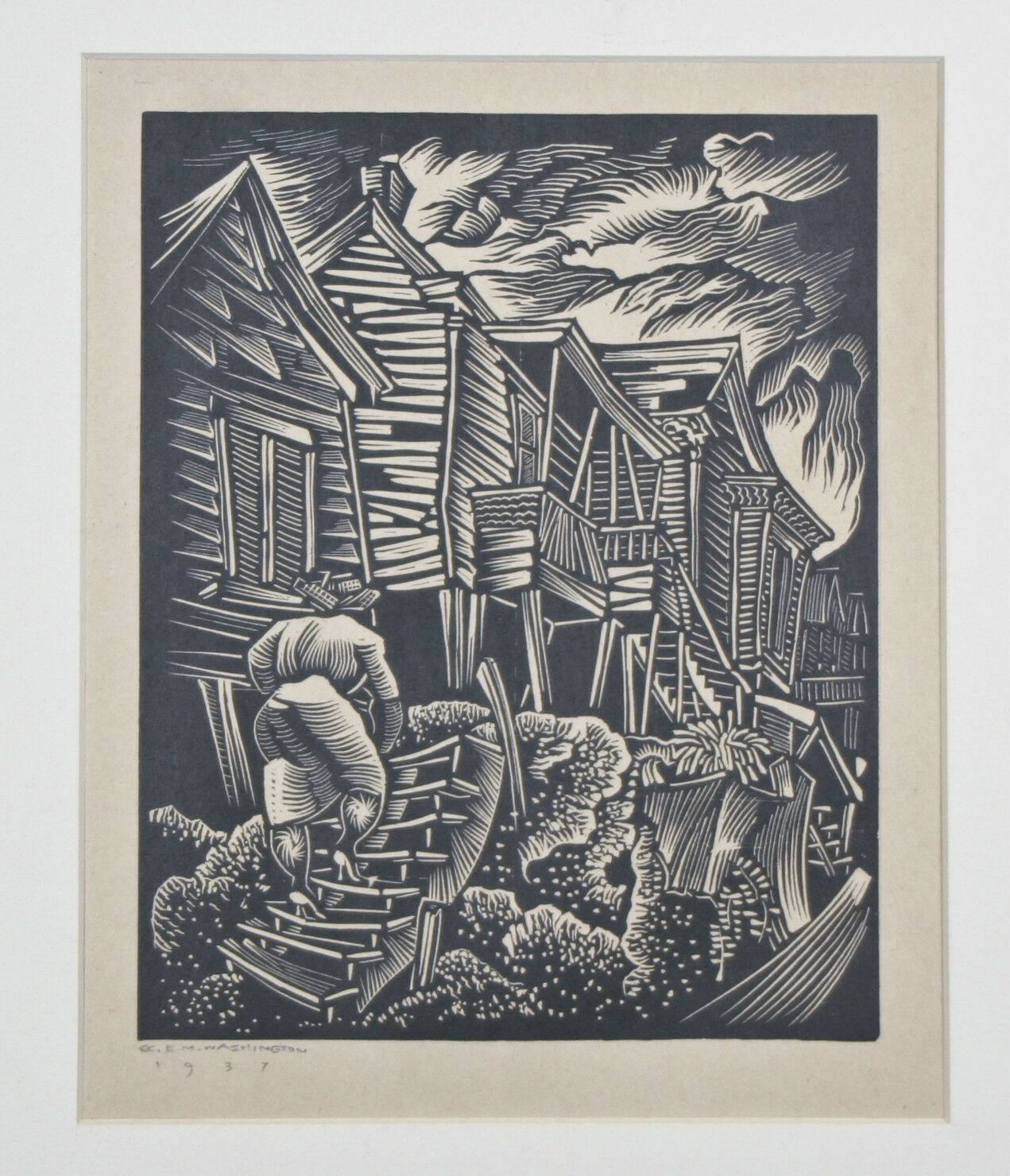 Collection of (12) E.M. Washington Woodblock Signed Prints Dated from 1906-1944