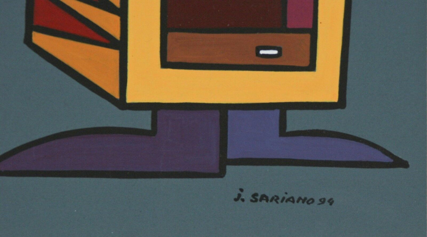 "Squarauquoierine" by Jean Sariano Signed Ltd Edition Acrylic on Paper 1994