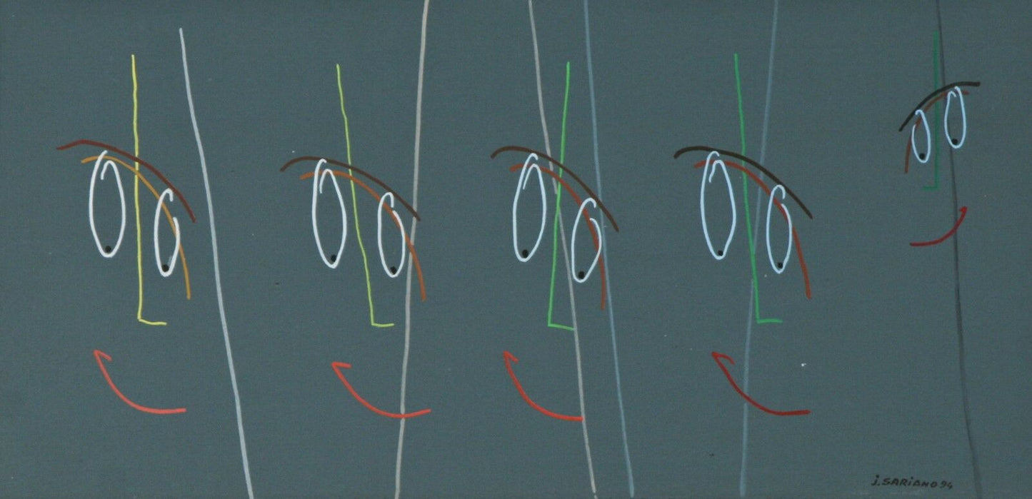 "The Five Musketeers" by Jean Sariano Signed Original Acrylic on Paper 1994