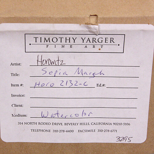 Larry Horowitz "Sepia March" Watercolor on Paper Frame: 14.25" x 17.5"