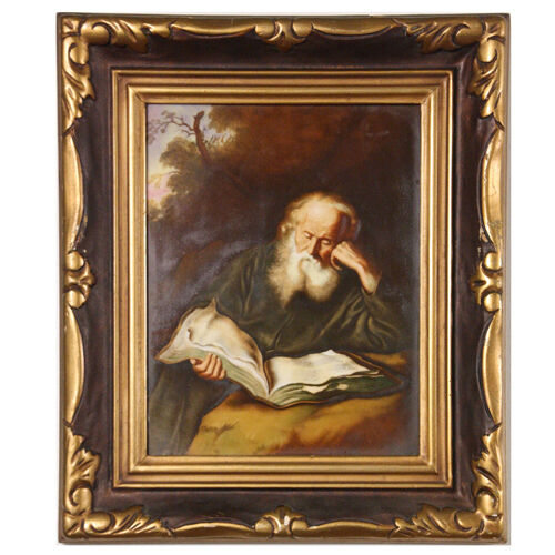 "The Hermit" by Solomon Koninck Framed Print on Porcelain Rosenthal St. Jerome