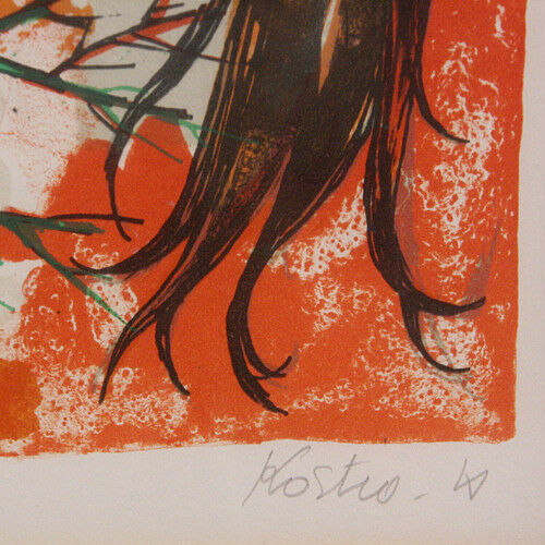 "Girl With Bouquet" by Kostia B Signed Ltd Edition #182/275 Color Lithograph