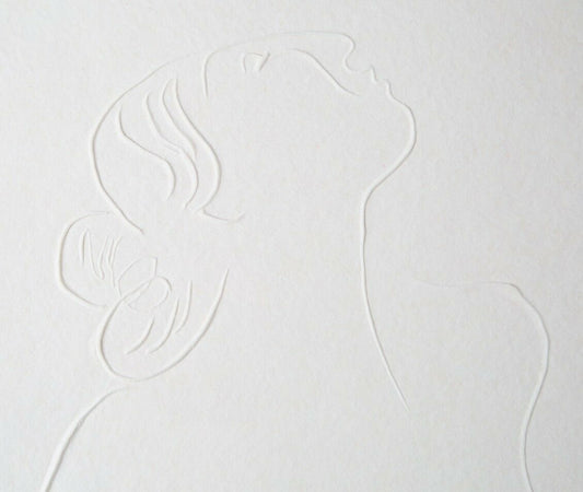 Untitled Embossed Paper Print (Woman Looking Up) by R.C. Gorman Signed #d Dated