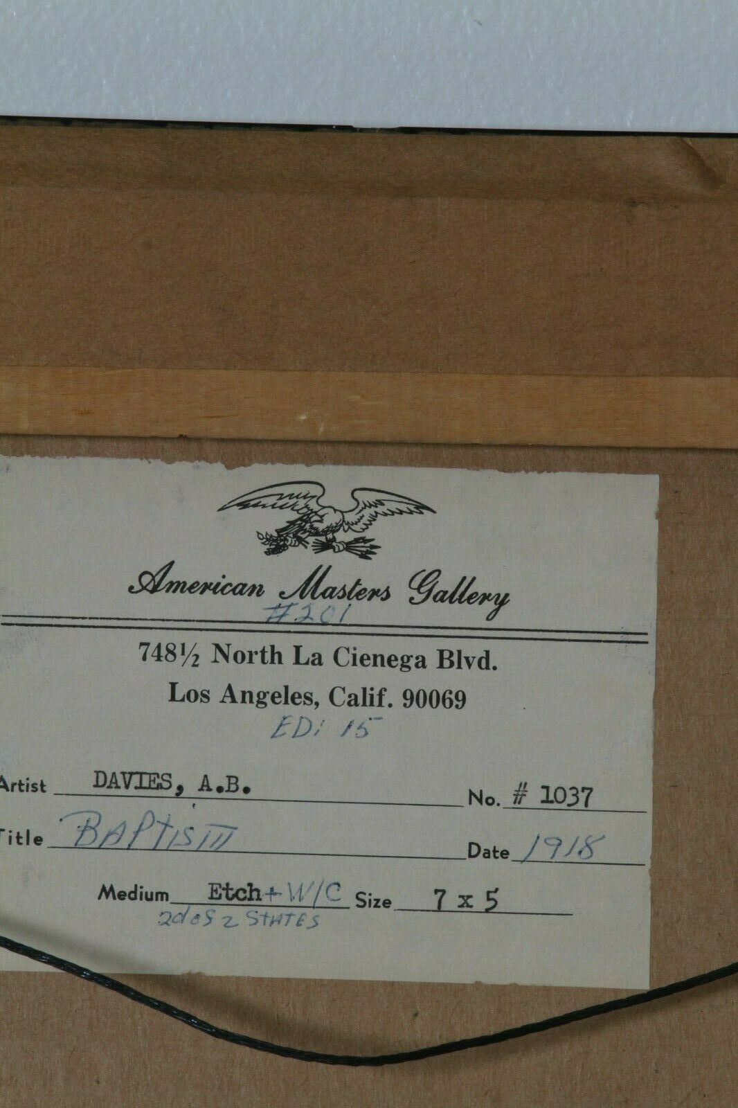 "Baptism" By Arthur Bowen Davies Signed 1918 Etching & Watercolor 13 3/4x11 3/4