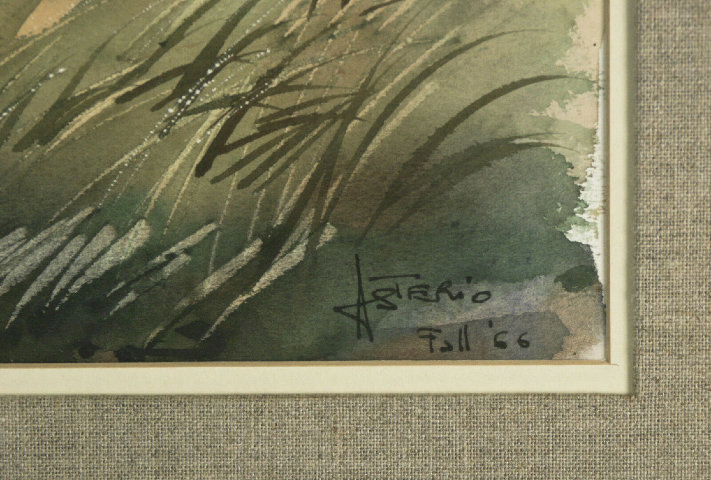 Asterio Pascolini Landscape Fall 1966 Signed Watercolor Painting 20"x28 1/2"