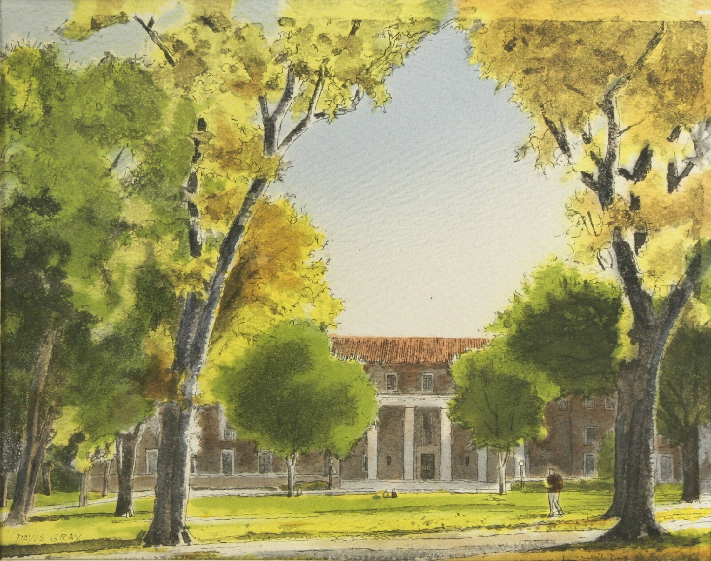 University of CO Library By Davis Gray Framed Lithograph 11"x14"