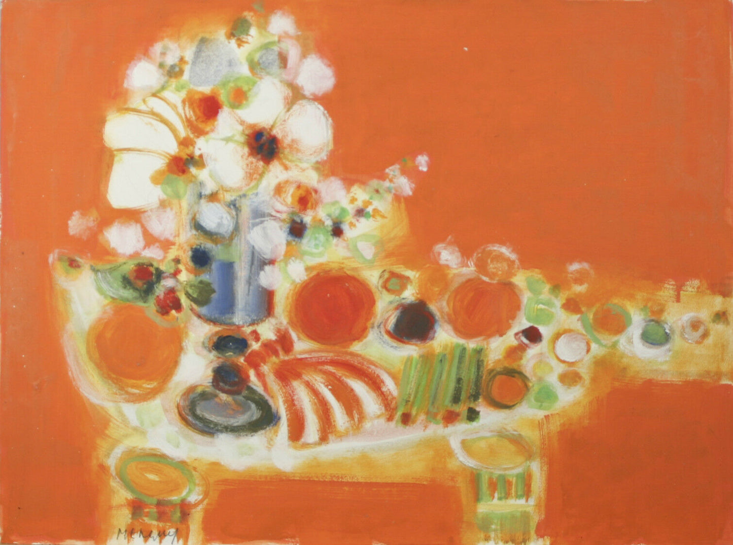 "Les Jolie Fleurs" By Frederic Menguy Signed Unique Watercolor on Paper 16x21