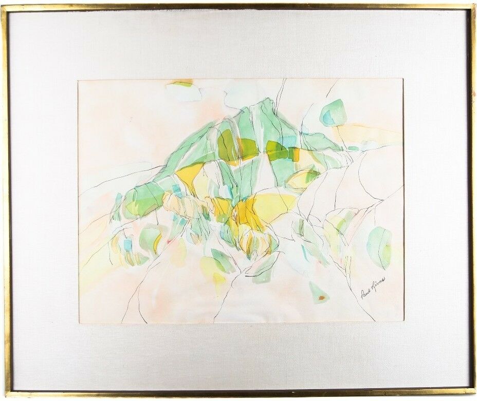 Untitled (Abstract Watercolor) by Paul Rivas, Signed & Framed, 28.5" x 34.5"