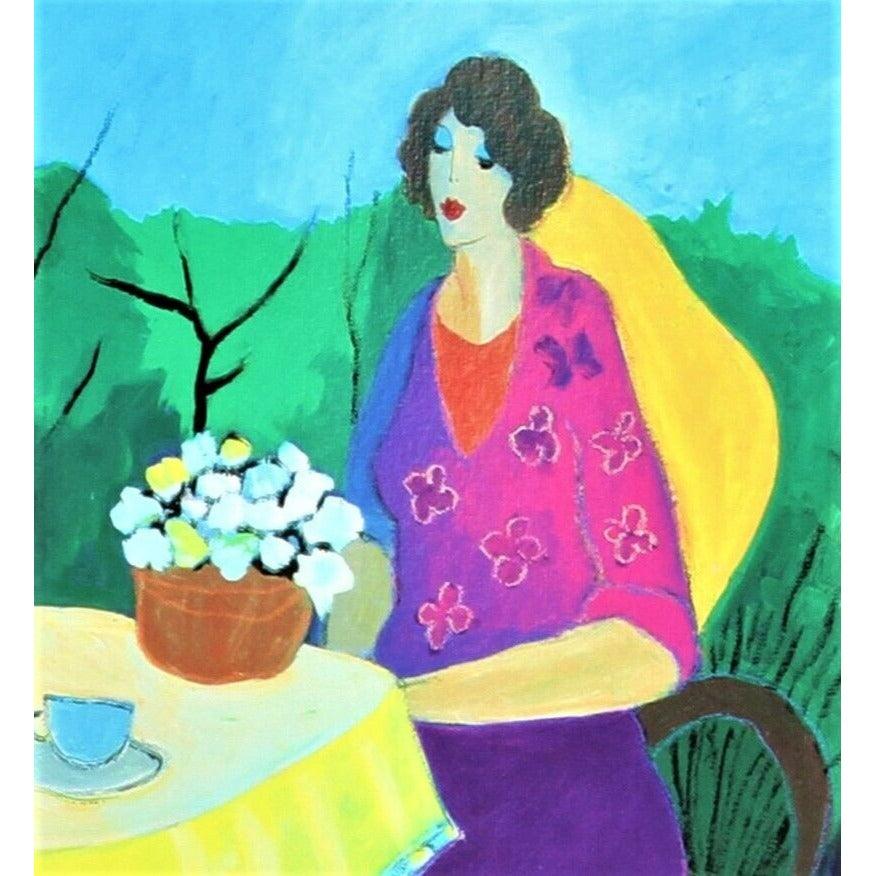 "Morning Social" by Iztchak Tarkey Signed in Plate Lithograph