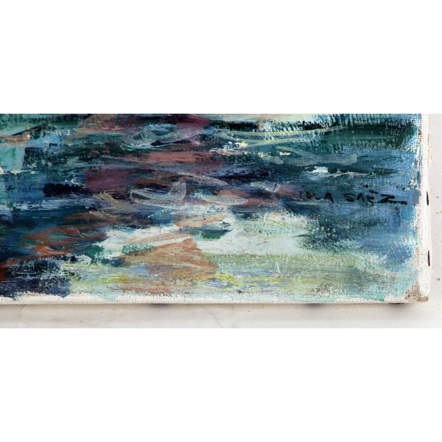 LE PECHEUR SOLITAIRE BY SEVILLA SAEZ OIL ON CANVAS 14 x 10 1/12" UNFRAMED