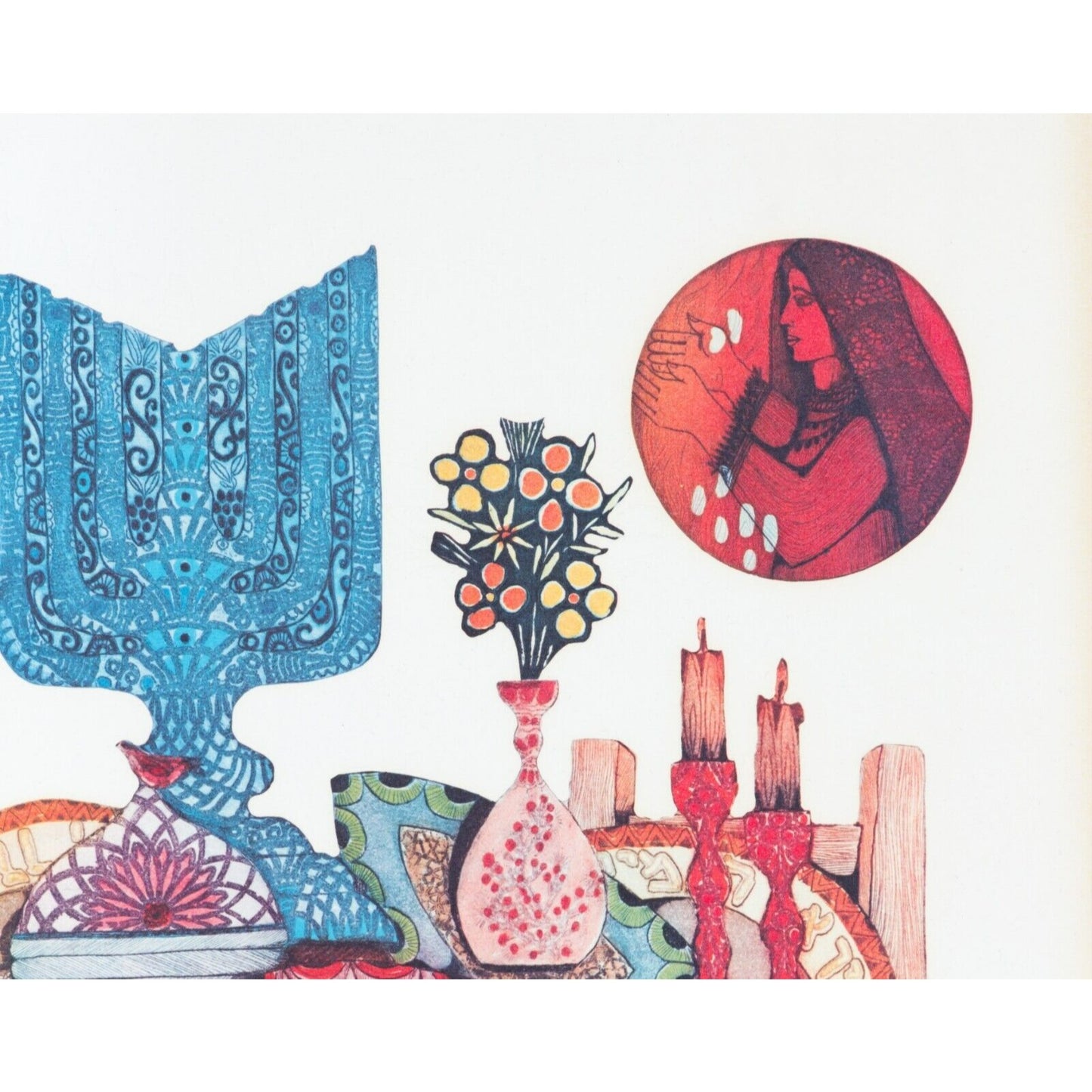 "Shabbat Dinner" by Amram Ebgi Framed Embossed Lithograph LE 169/500