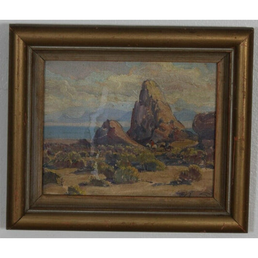 Untitled Desert Landscape by Fred Grayson Sayre Oil on Board Framed