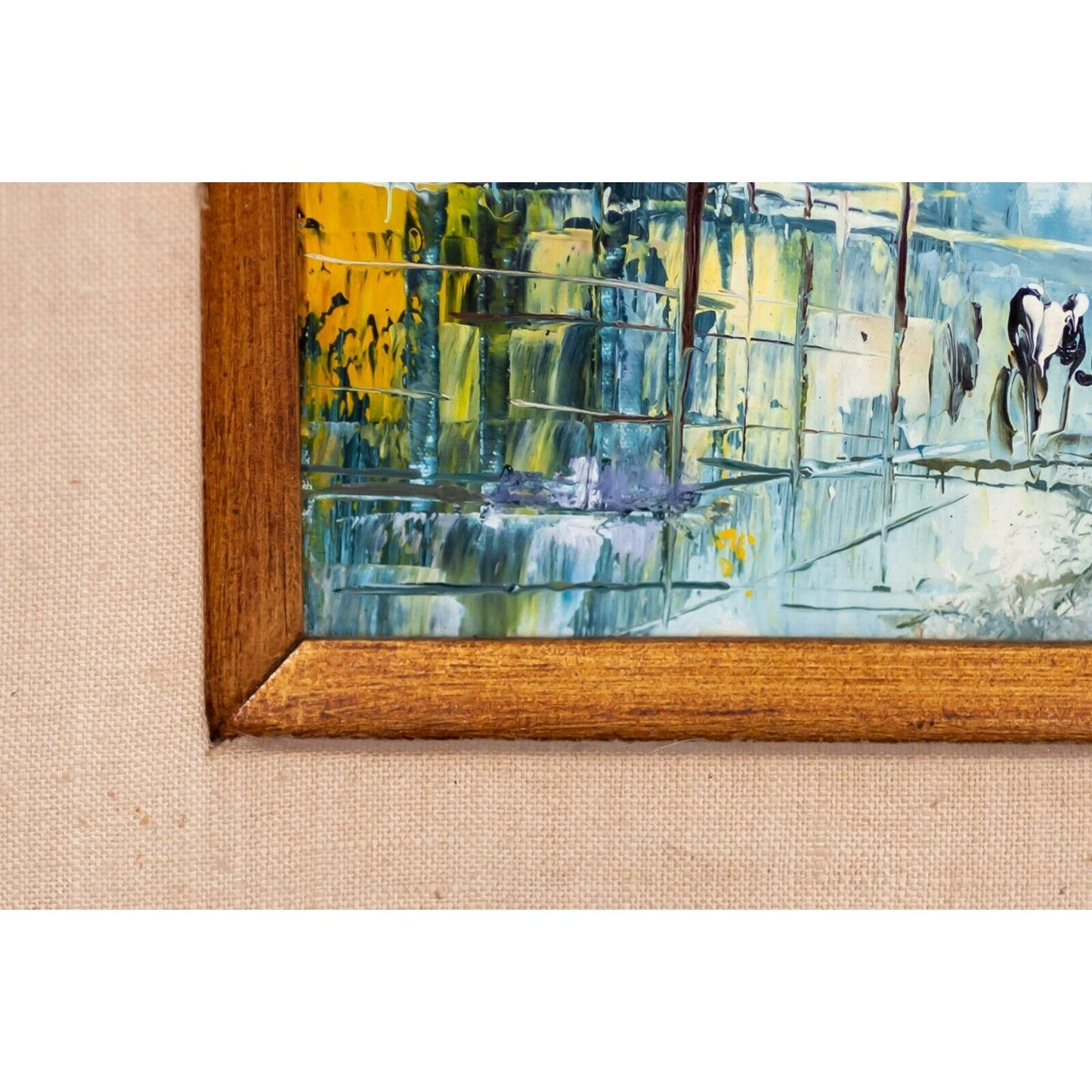 Untitled Cityscape Framed Oil Painting on Board Signed on Verso 8" x 10"