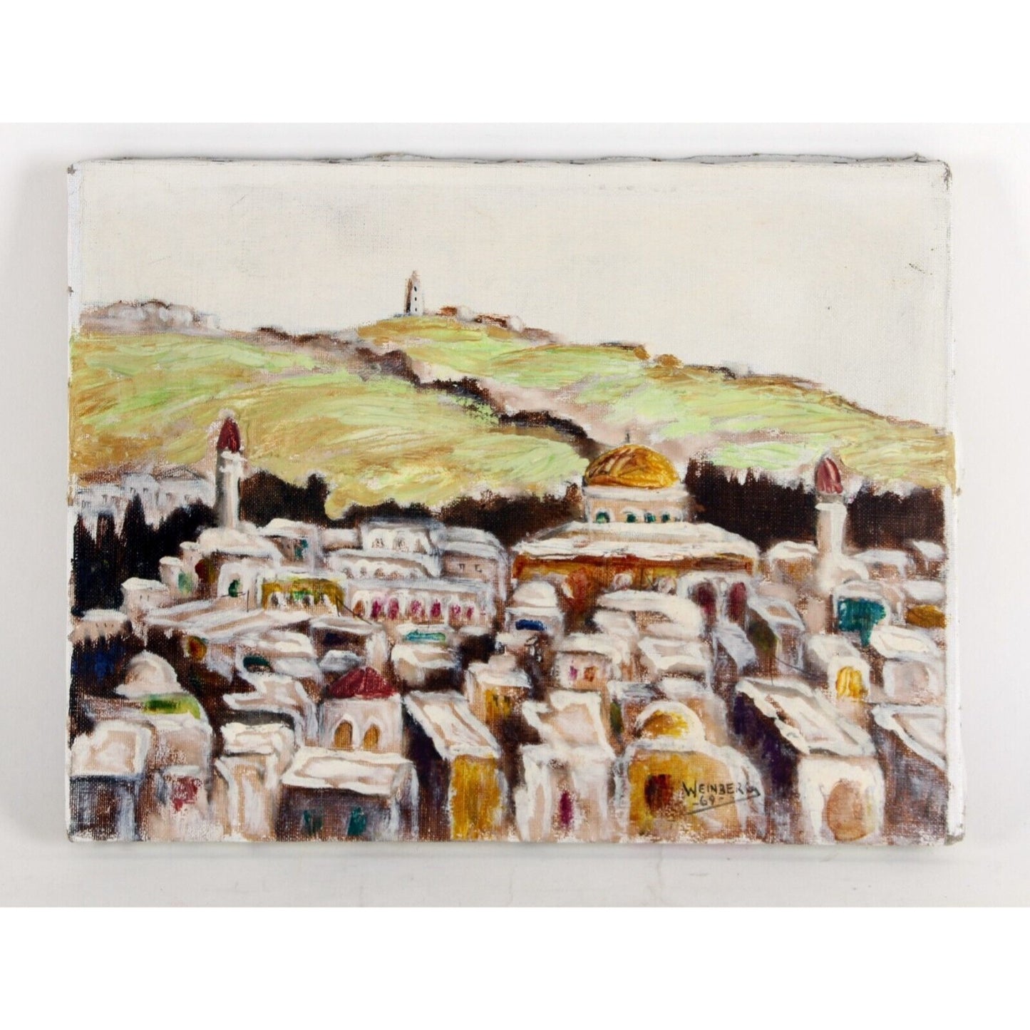 OLD CITY JERUSALEM BY WEINBERG OIL ON CANVAS 11" x 14" UNFRAMED