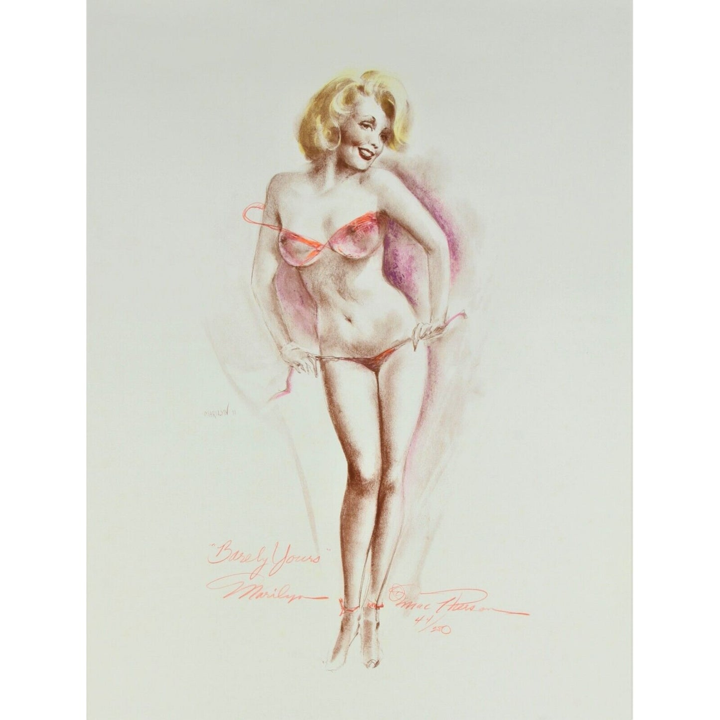 "Barely Yours Marilyn" (Monroe) by Earl Mac Pherson Lithograph Limited #44/280