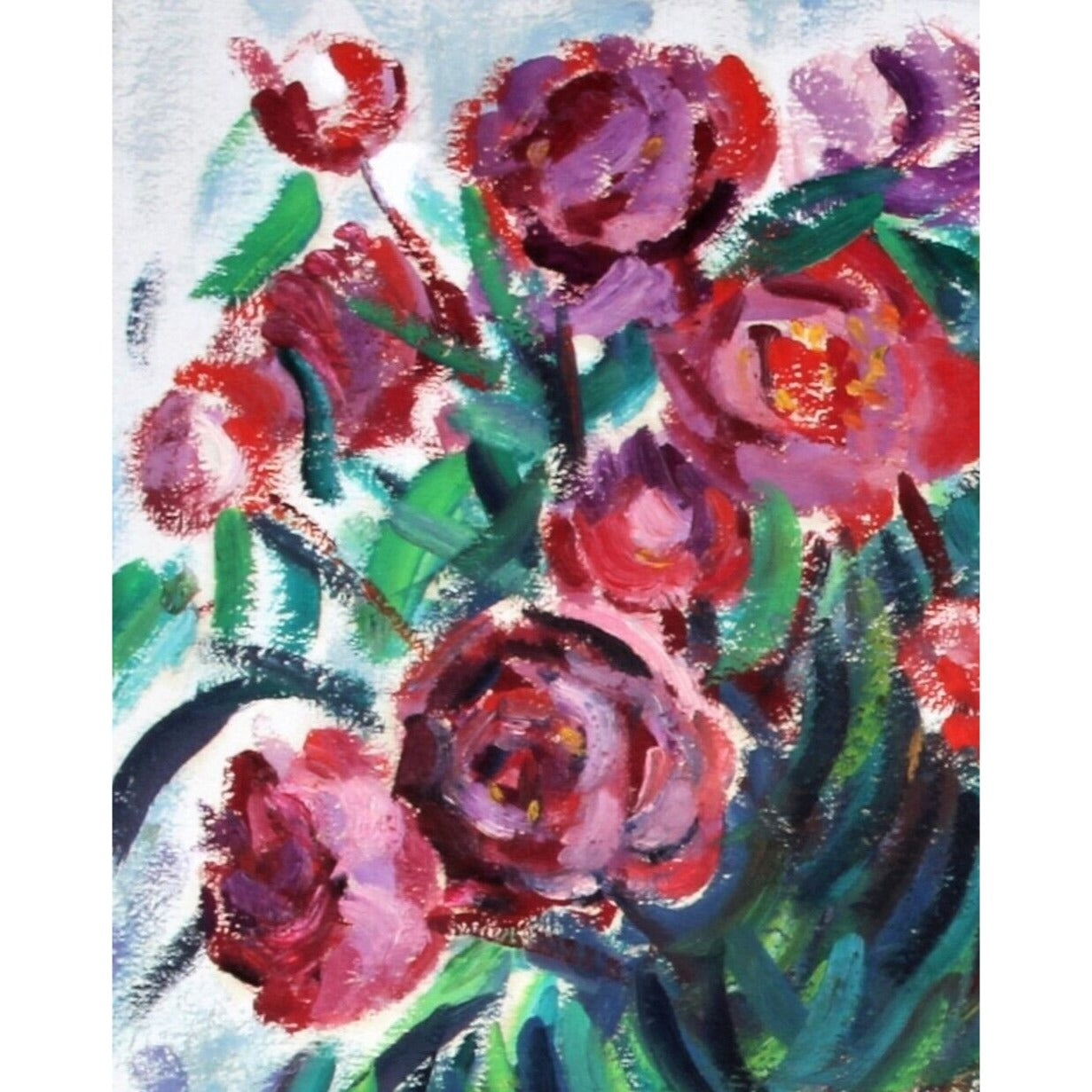 J. Koslovsky: Untitled - Still Life of Flowers in Vase Oil Painting Signed