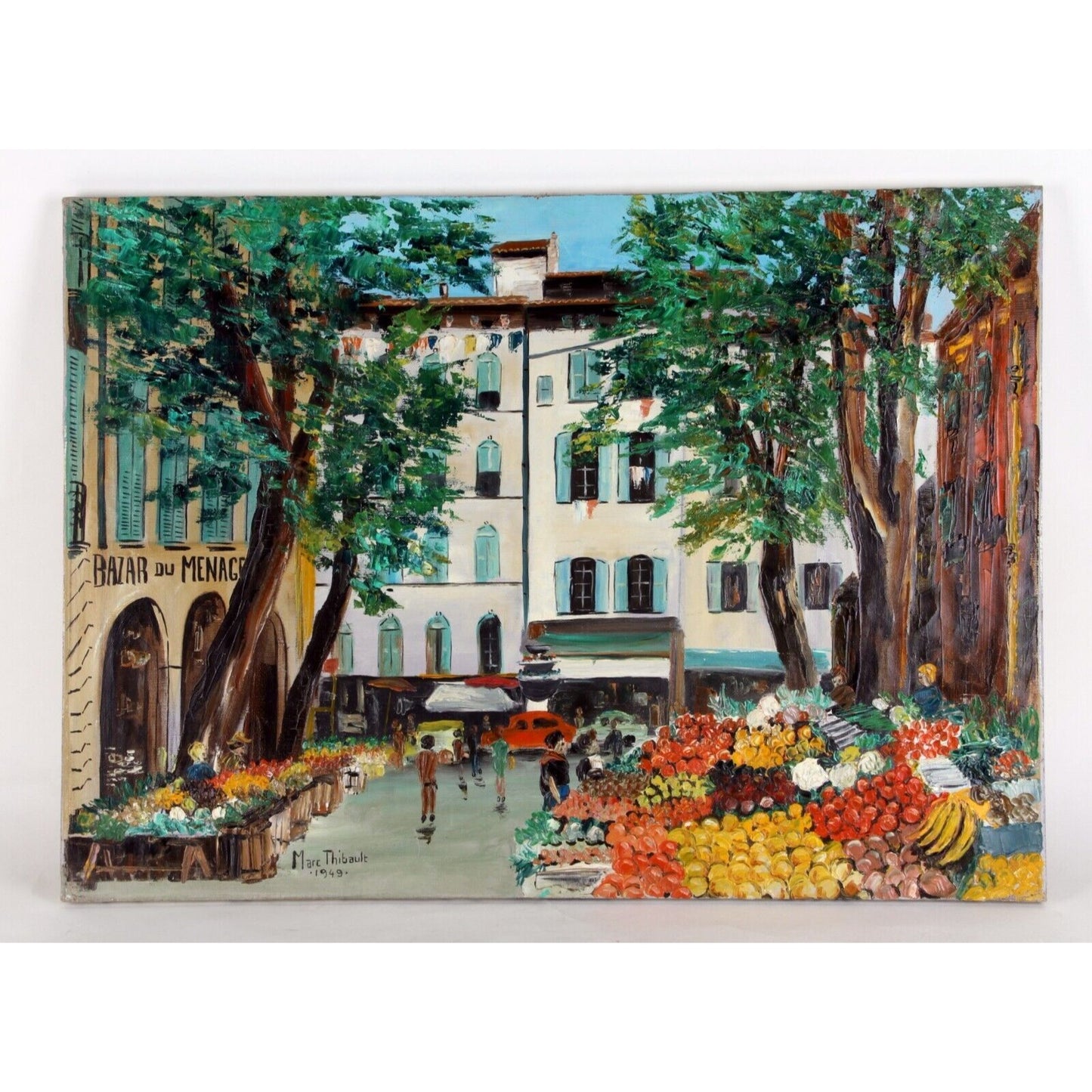 UNTITLED FRUIT MARKET BY MARC THIBAULT OIL ON CANVAS 21" X 29" UNFRAMED