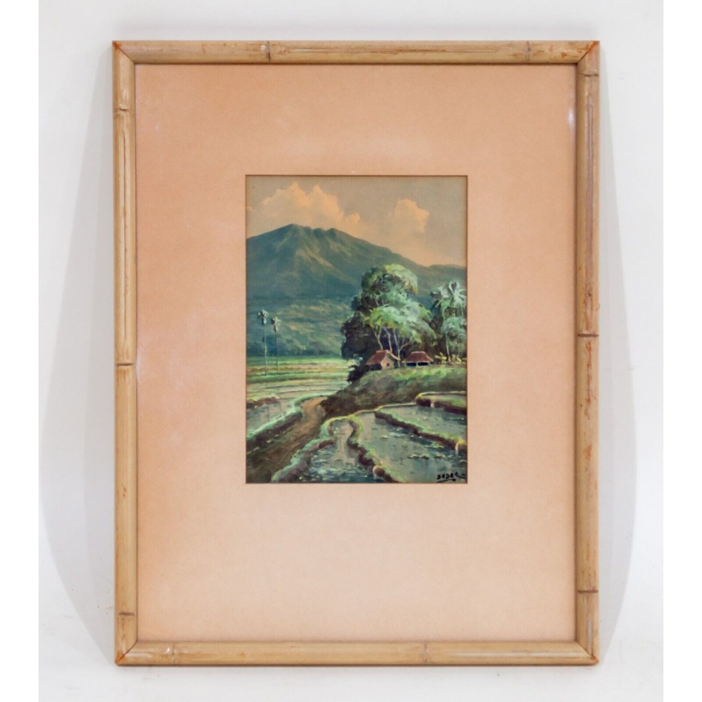 Untitled Watercolor on Paper Landscape by Javanese Artist Basar Framed